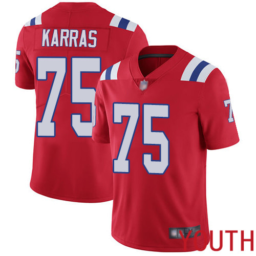 New England Patriots Football #75 Vapor Untouchable Limited Red Youth Ted Karras Alternate NFL Jersey